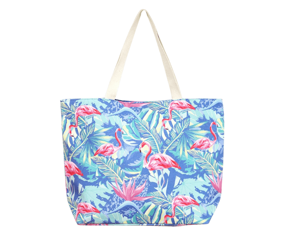 Flamingo Patterned Beach Tote Bag - Hautefull