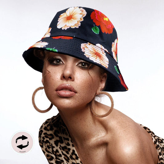 Floral Print Reversible Bucket Hat - Hautefull