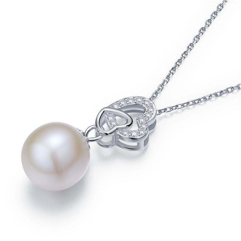 Fresh Water Pearl 925 Sterling Silver Heart Necklace - Hautefull