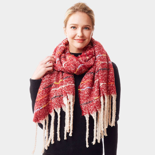 Fuzzy Long Fringe Scarf - Hautefull