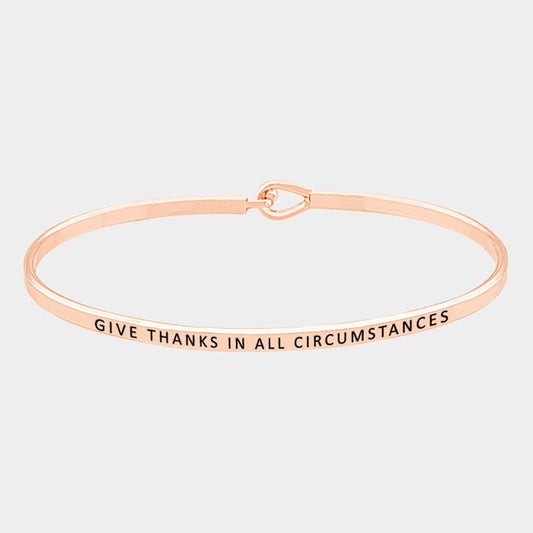 "Give thanks in all circumstances" Thin Metal Bracelet - Hautefull