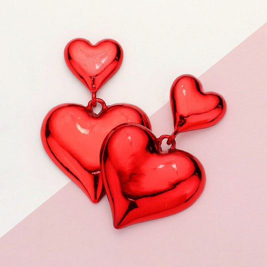 Heart Linked Drop Earrings - Hautefull