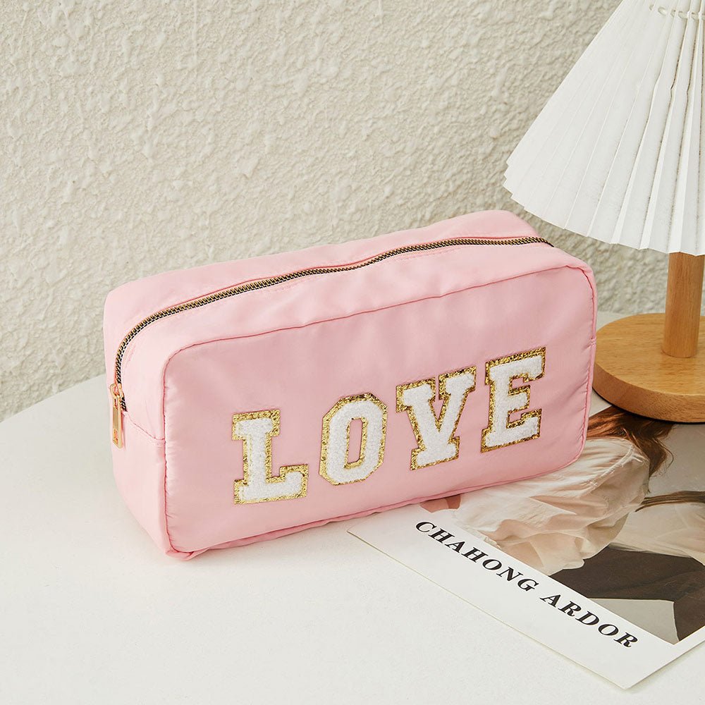 "LOVE" Glittered Make Up Bag - Hautefull