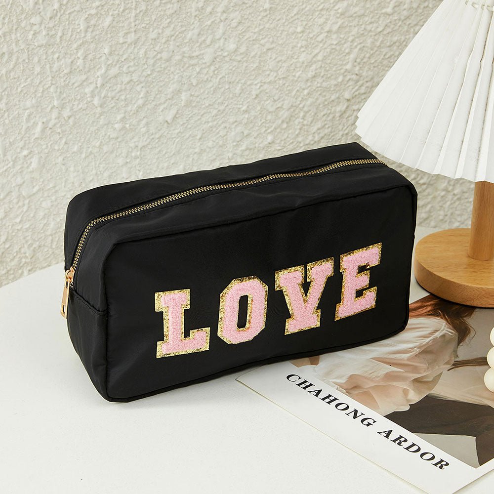 "LOVE" Glittered Make Up Bag - Hautefull