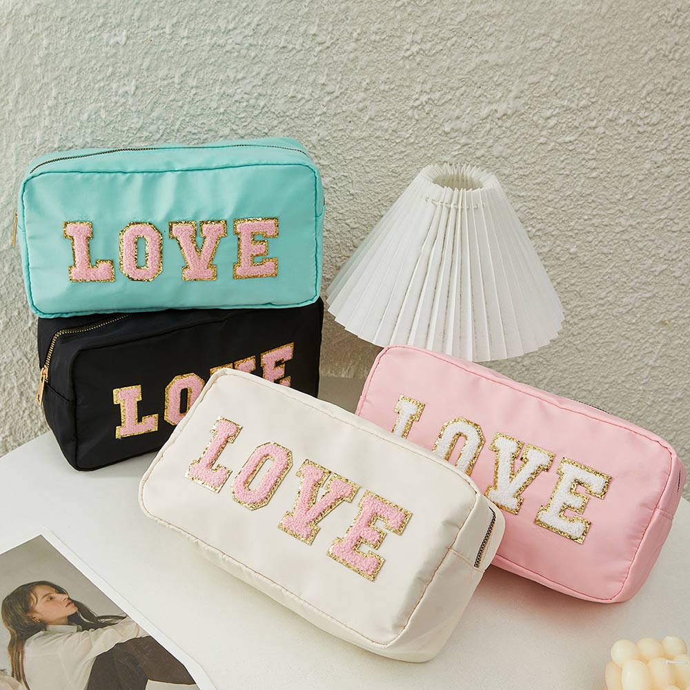 "LOVE" Glittered Make Up Bag - Hautefull