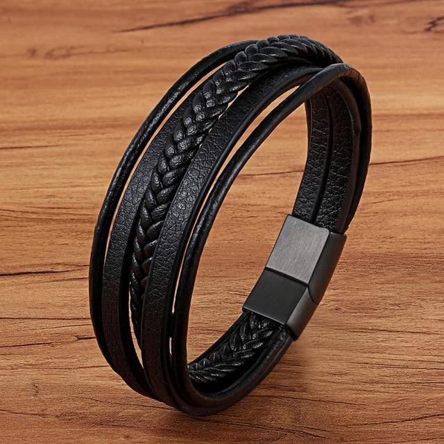 Magnetic Genuine Leather Bracelets for Men - Hautefull