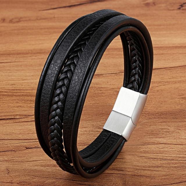 Magnetic Genuine Leather Bracelets for Men - Hautefull