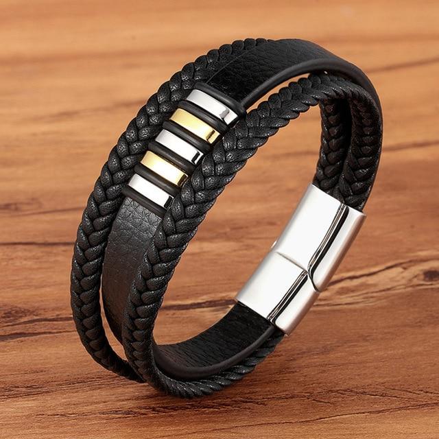 Magnetic Genuine Leather Bracelets for Men - Hautefull