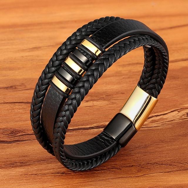 Magnetic Genuine Leather Bracelets for Men - Hautefull