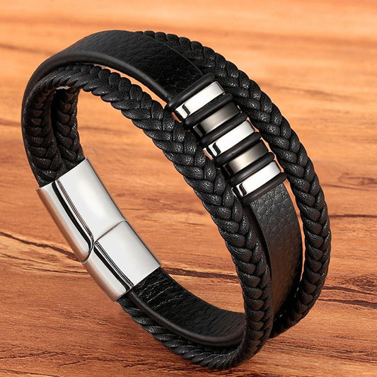 Magnetic Genuine Leather Bracelets for Men - Hautefull