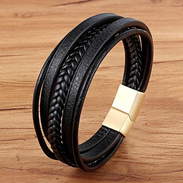 Magnetic Genuine Leather Bracelets for Men - Hautefull