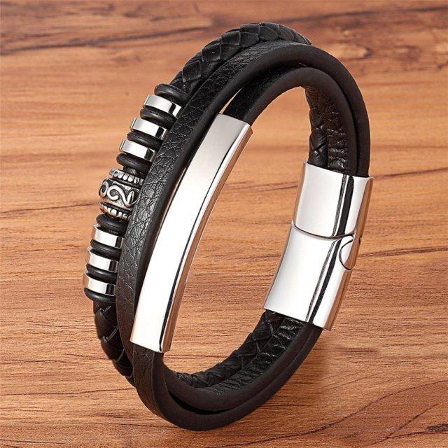 Magnetic Genuine Leather Bracelets for Men - Hautefull