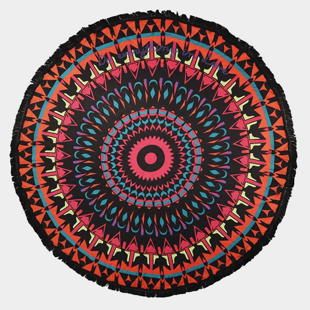 Mandala Print Round Beach Towel - Hautefull