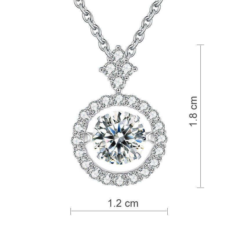 Moissanite Diamond Dancing Halo Pendant Necklace - Hautefull