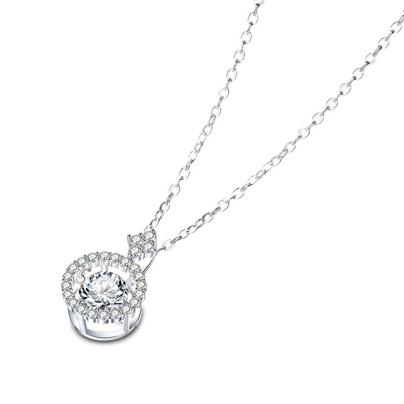 Moissanite Diamond Dancing Halo Pendant Necklace - Hautefull