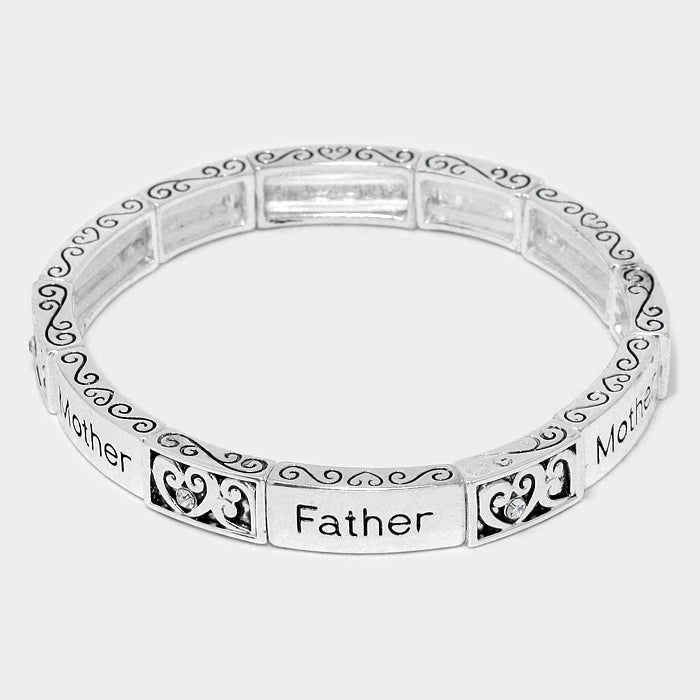 'Mother & Father' Message Stretch Bracelet - Hautefull