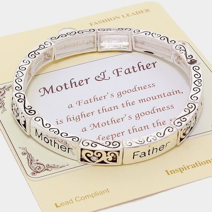 'Mother & Father' Message Stretch Bracelet - Hautefull