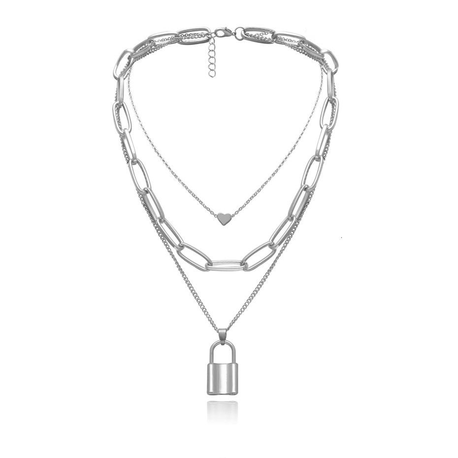 Multi Layered Bold Padlock Necklace - Hautefull