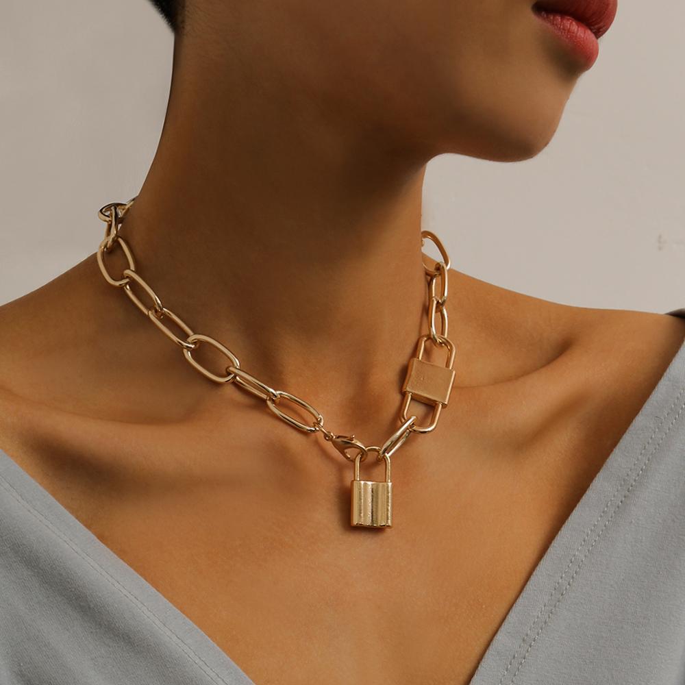 Multi Layered Bold Padlock Necklace - Hautefull