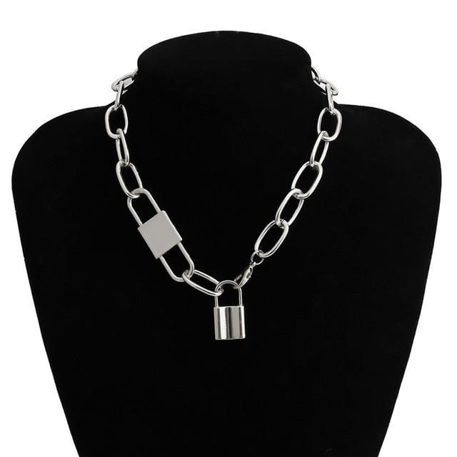 Multi Layered Bold Padlock Necklace - Hautefull