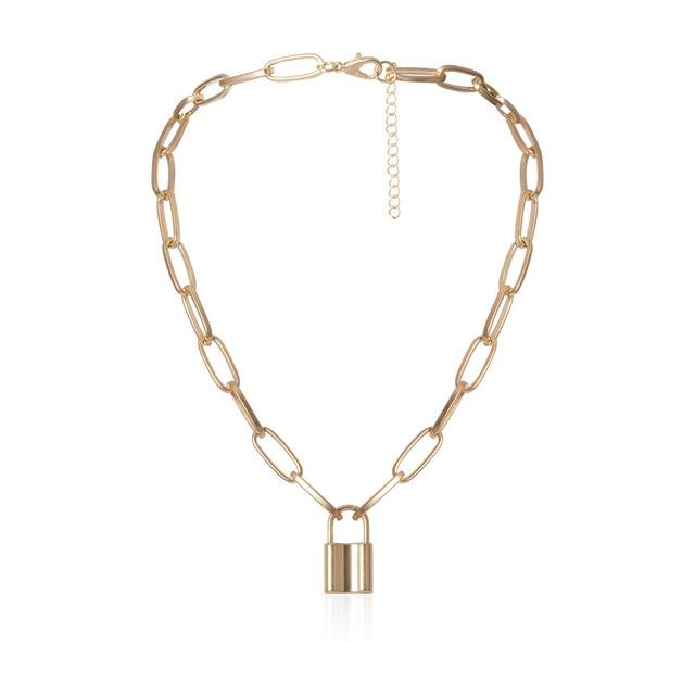 Multi Layered Bold Padlock Necklace - Hautefull