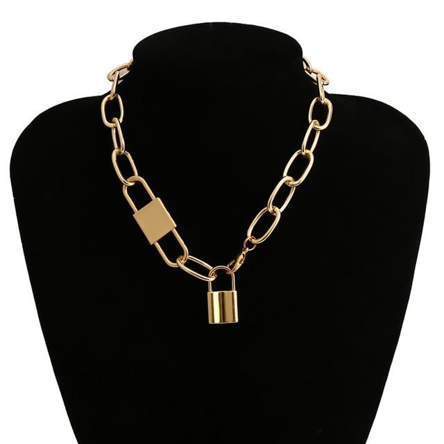 Multi Layered Bold Padlock Necklace - Hautefull