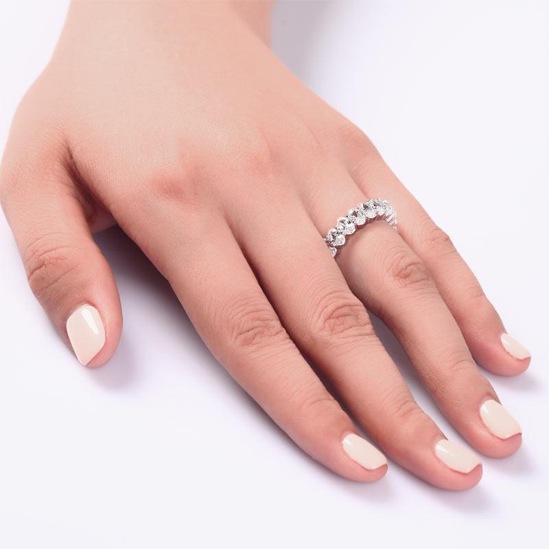 Oval Cut 925 Sterling Silver Eternity Ring - Hautefull