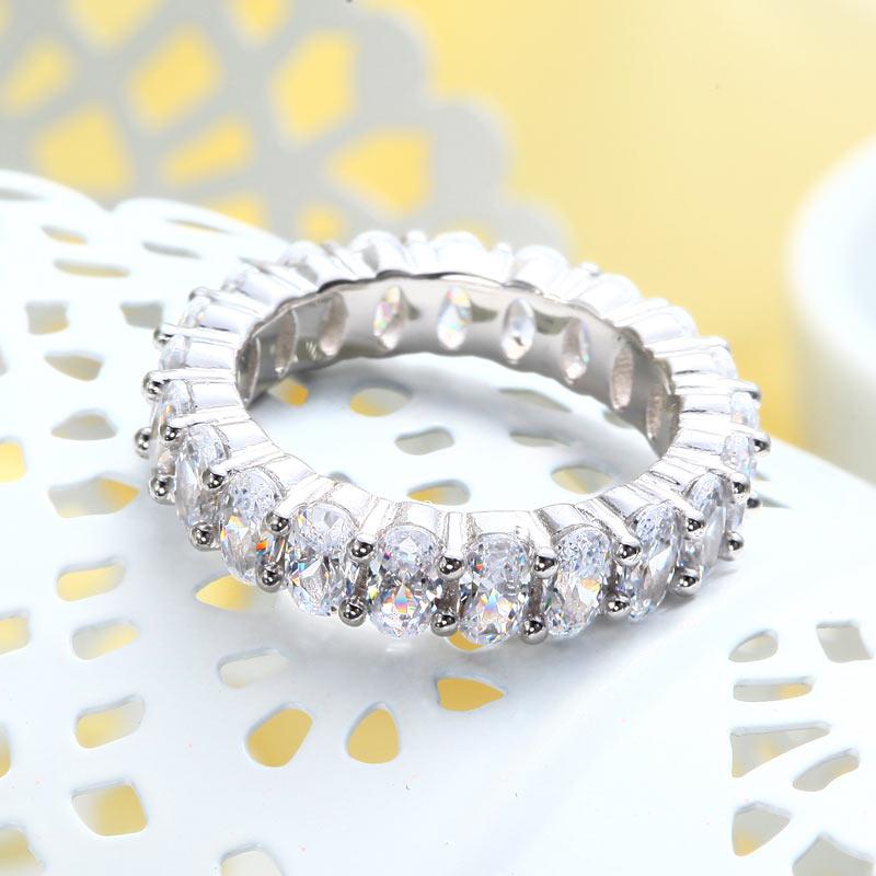 Oval Cut 925 Sterling Silver Eternity Ring - Hautefull