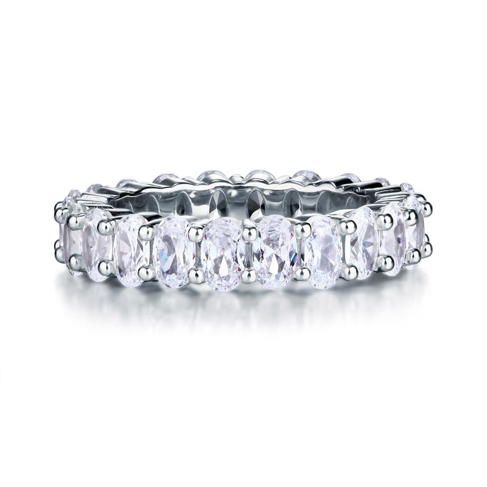 Oval Cut 925 Sterling Silver Eternity Ring - Hautefull