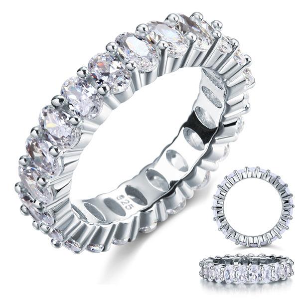 Oval Cut 925 Sterling Silver Eternity Ring - Hautefull