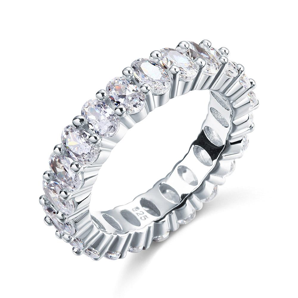 Oval Cut 925 Sterling Silver Eternity Ring - Hautefull