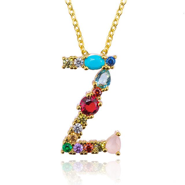 Rhinestone Letters Pendant Necklace - Hautefull