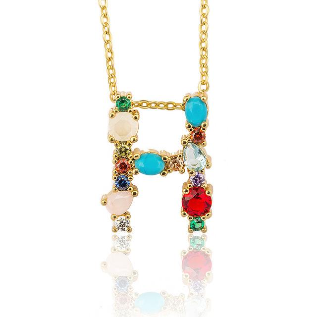 Rhinestone Letters Pendant Necklace - Hautefull