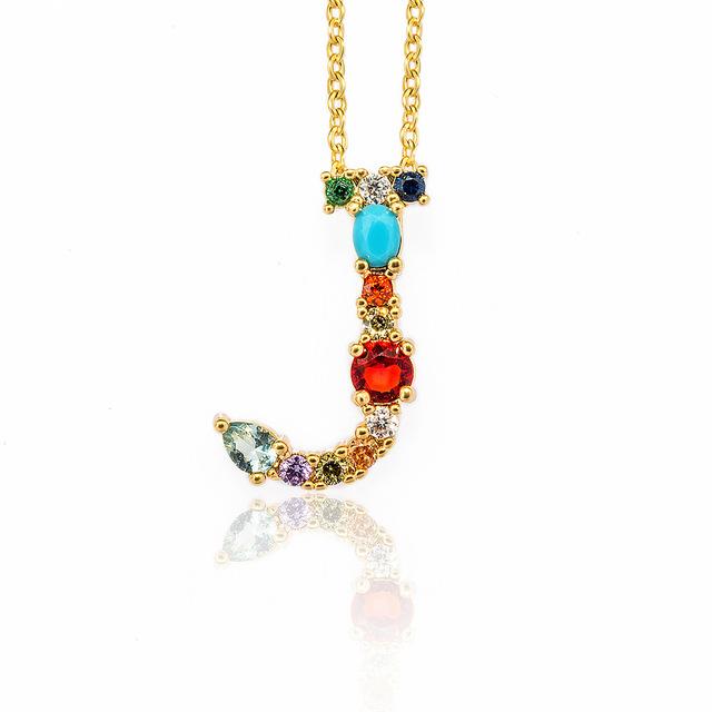 Rhinestone Letters Pendant Necklace - Hautefull