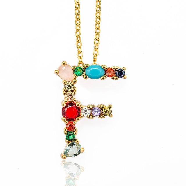 Rhinestone Letters Pendant Necklace - Hautefull