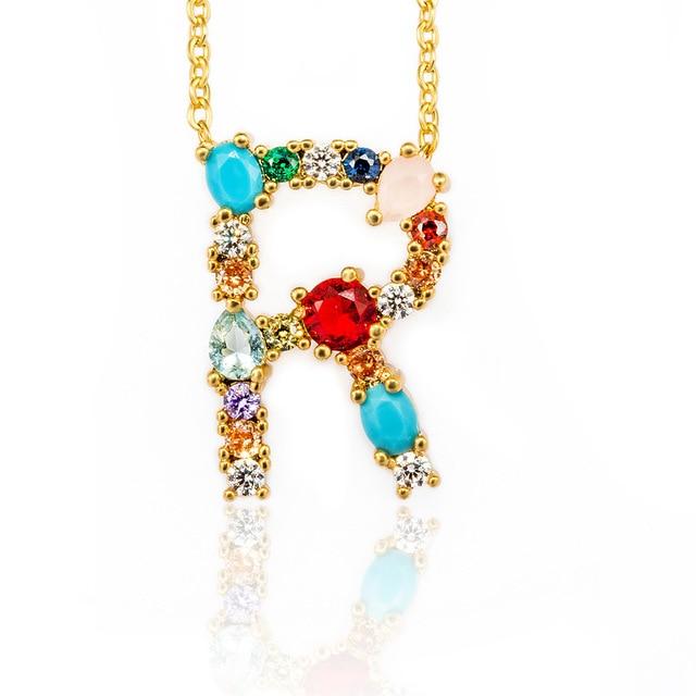 Rhinestone Letters Pendant Necklace - Hautefull