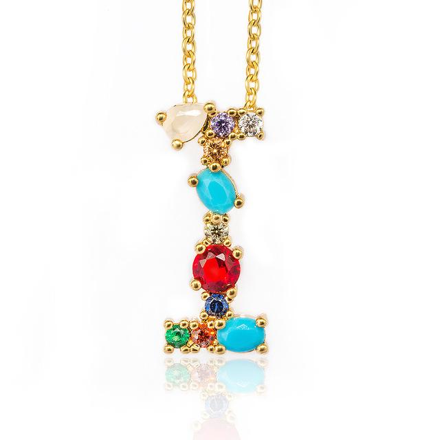 Rhinestone Letters Pendant Necklace - Hautefull