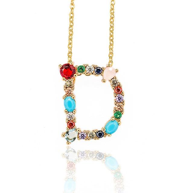 Rhinestone Letters Pendant Necklace - Hautefull