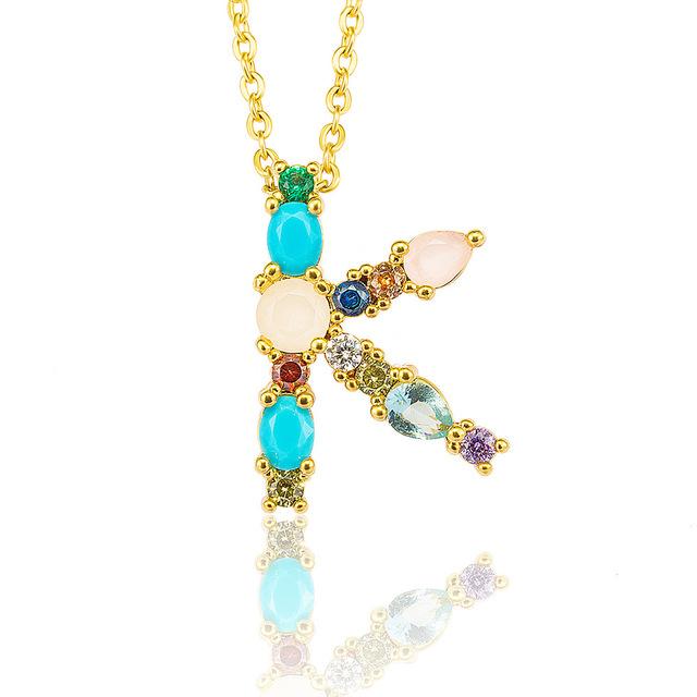 Rhinestone Letters Pendant Necklace - Hautefull