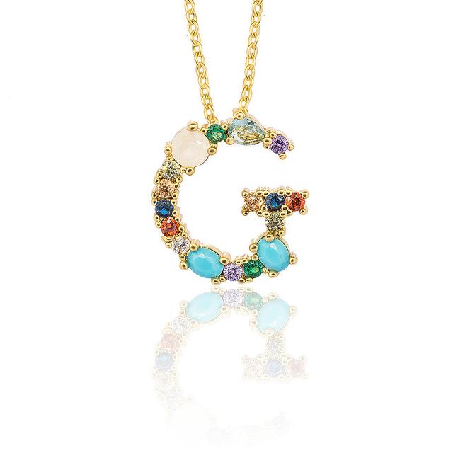 Rhinestone Letters Pendant Necklace - Hautefull