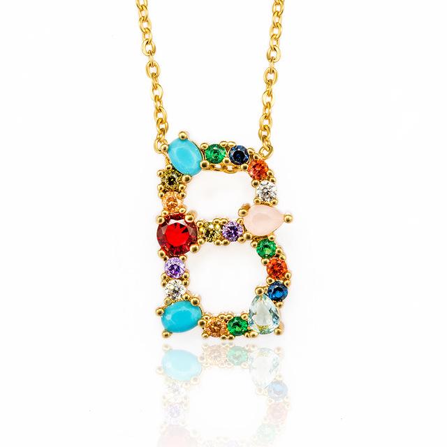 Rhinestone Letters Pendant Necklace - Hautefull