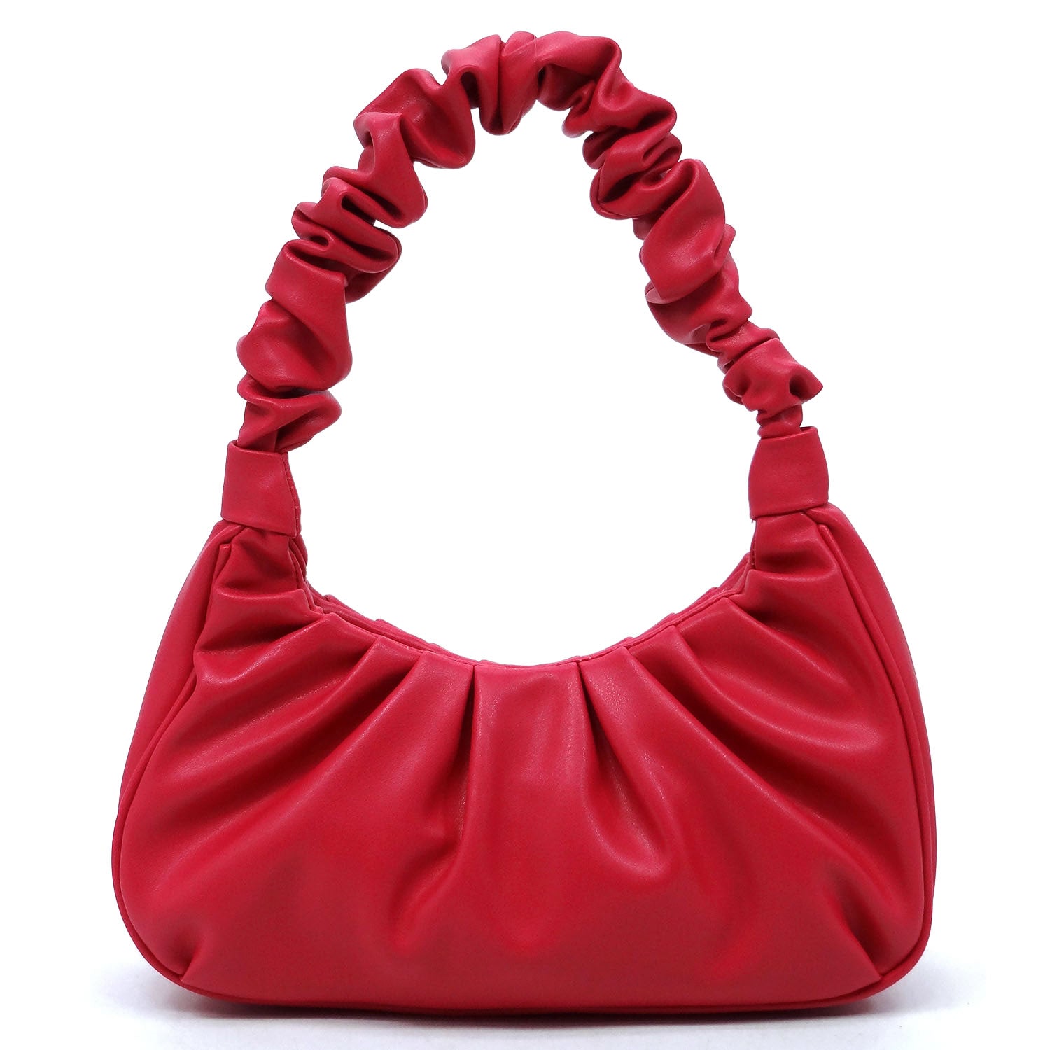 Ruched Faux Leather Hobo Bag - Hautefull