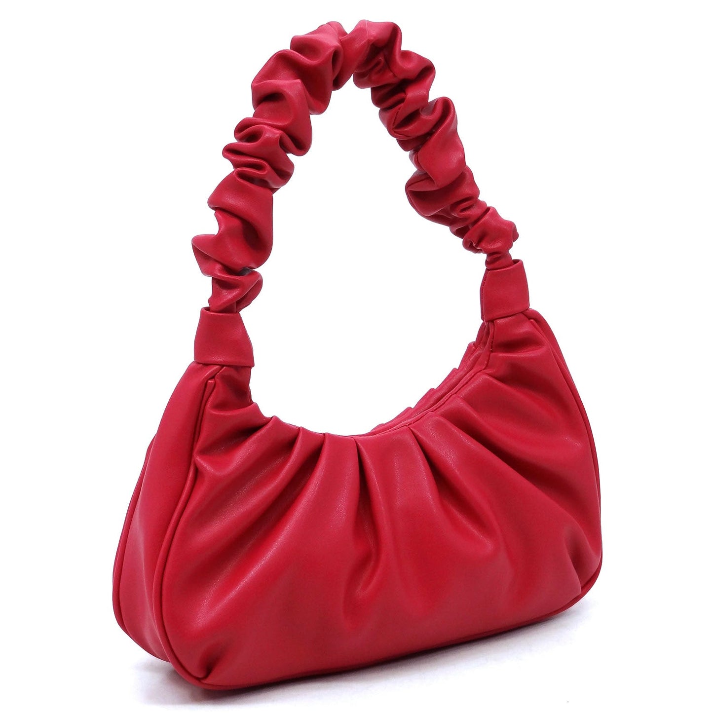 Ruched Faux Leather Hobo Bag - Hautefull