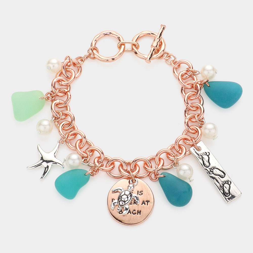 Sea Glass Sea Life Charm Bracelet - Hautefull