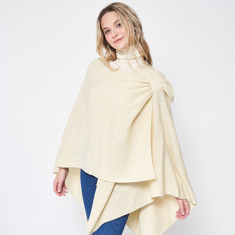 Solid Ruana Poncho with Shoulder Strap - Hautefull