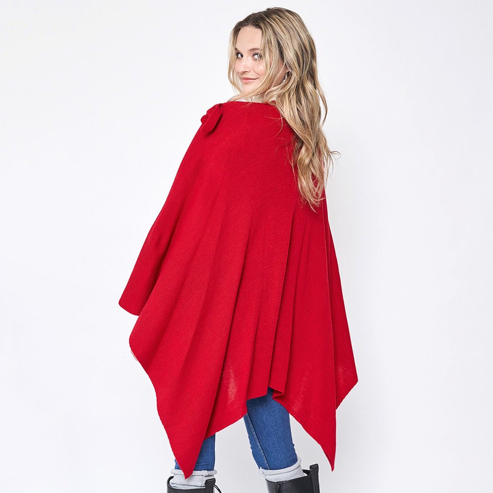 Solid Ruana Poncho with Shoulder Strap - Hautefull