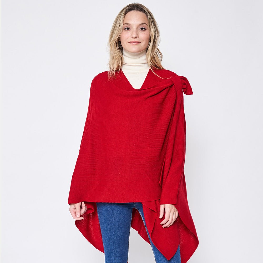 Solid Ruana Poncho with Shoulder Strap - Hautefull