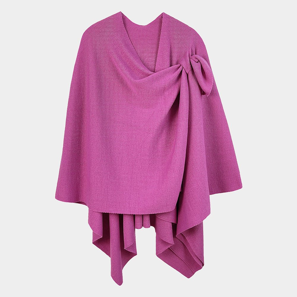 Solid Ruana Poncho with Shoulder Strap - Hautefull