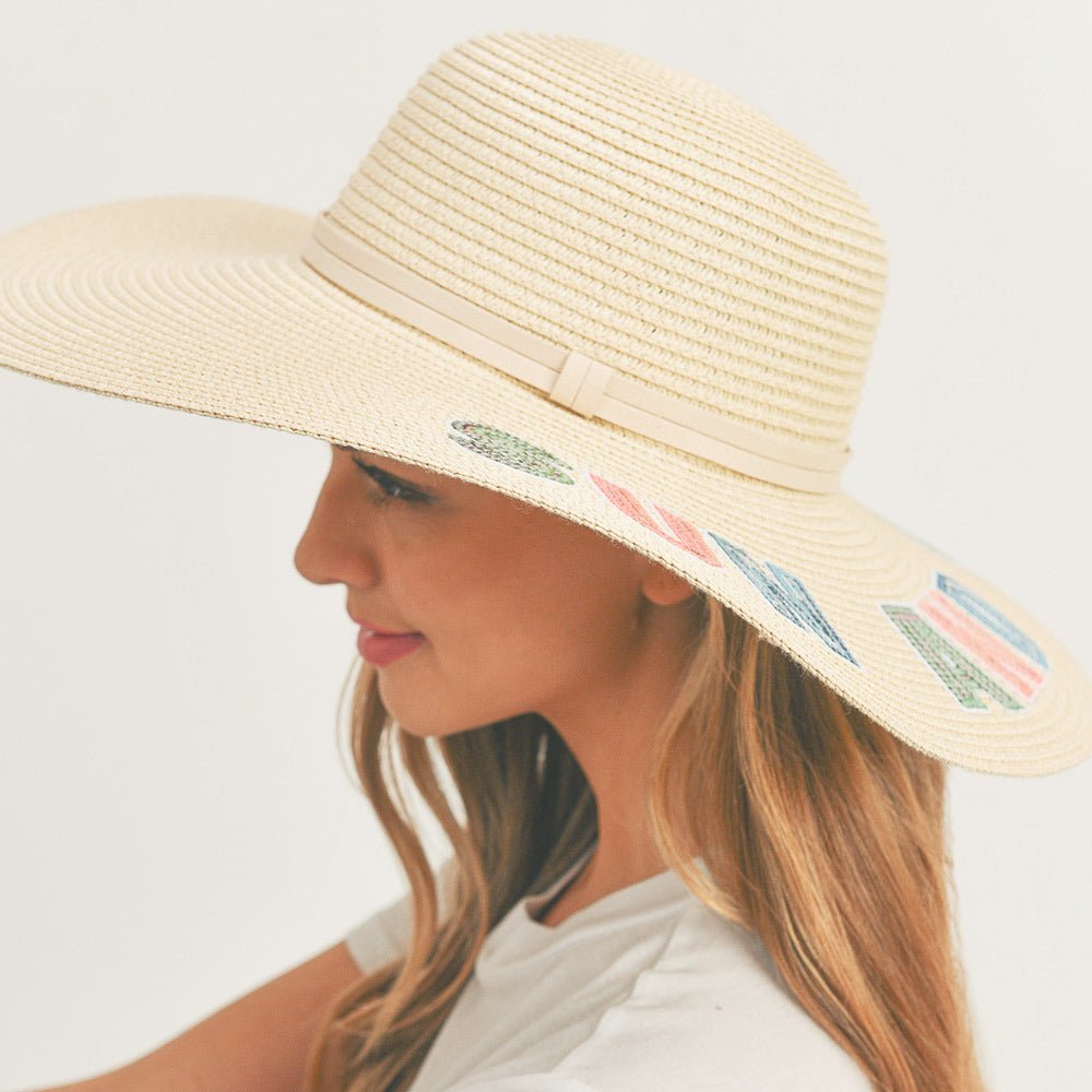 "Sun And Fun" Message Panama Hat for Women - Hautefull