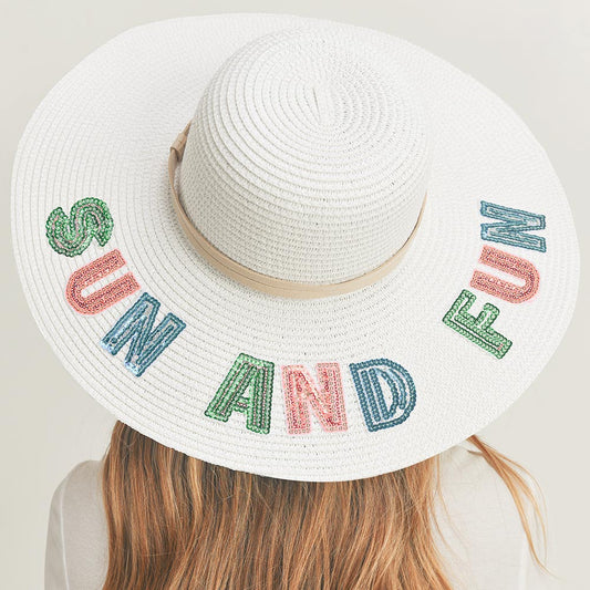 "Sun And Fun" Message Panama Hat for Women - Hautefull